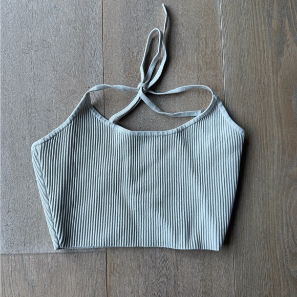 Babaton Tops - Babaton Ribbed Halter Crop Top - Light Beige